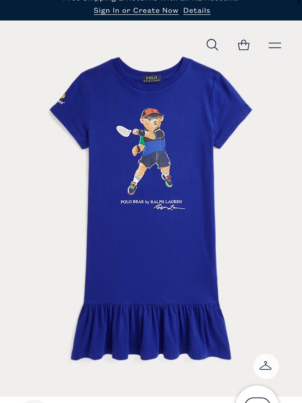 Polo Ralph Lauren Blue Polo Bear Tennis Dress US Open 8/10